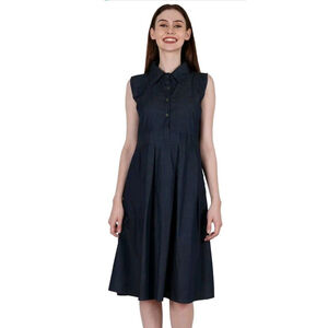 Bimba Woman’s Sleeveless Pleated A-line Dress Pockets Casual Denim Size 20